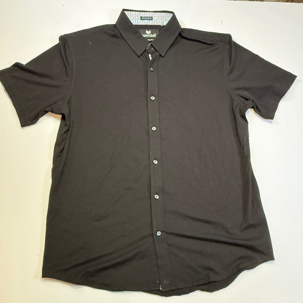Butter Cloth Icy Cotton Polo Shirt X-Large Black Short Sleeve Golf‎ Preppy